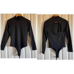 Abercrombie & Fitch Soft Collection Long Sleeve Bodysuit Womens M Black Cutout